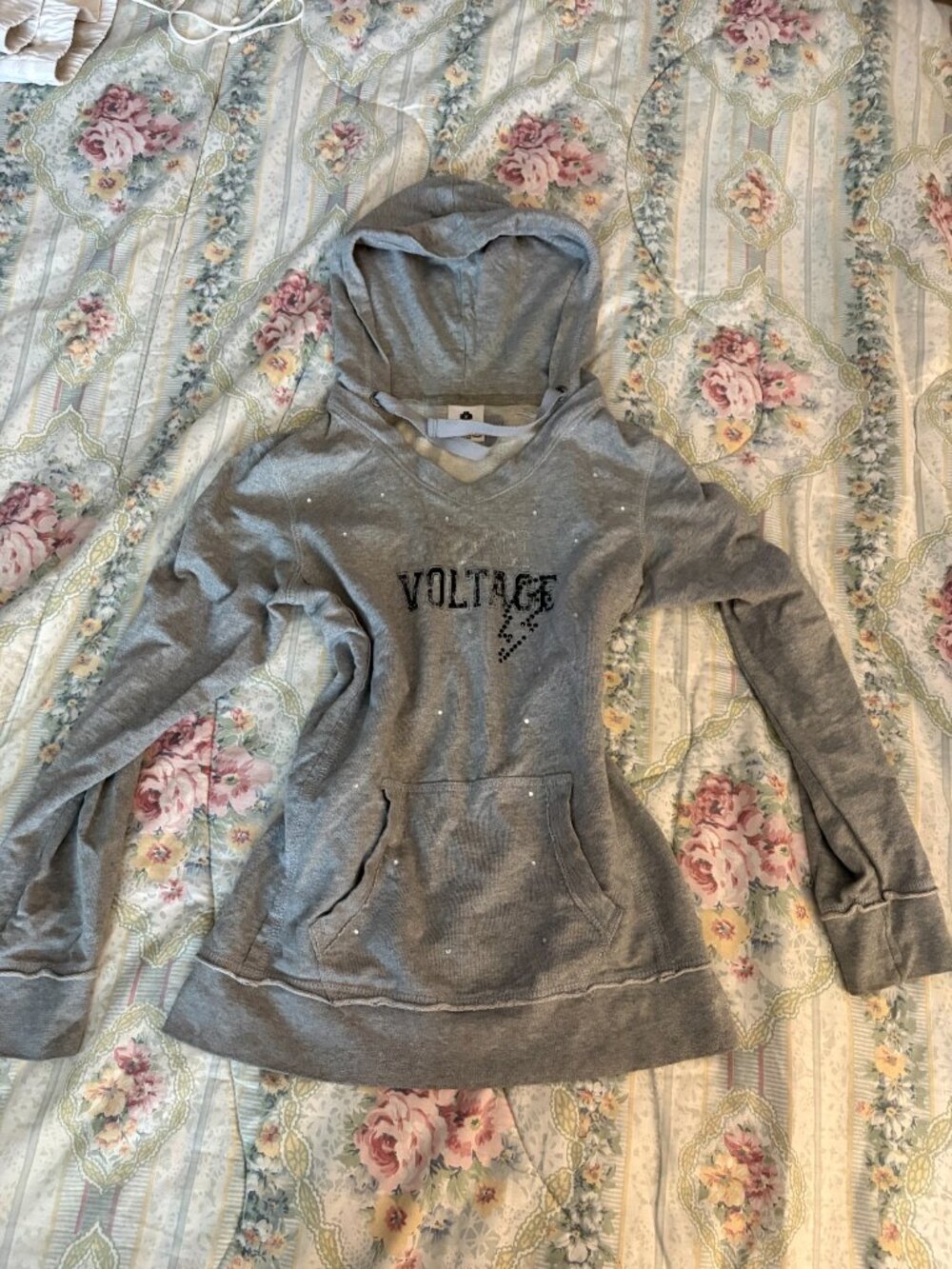 Y2k rhinestone embellished Voltage graphic hoodie
